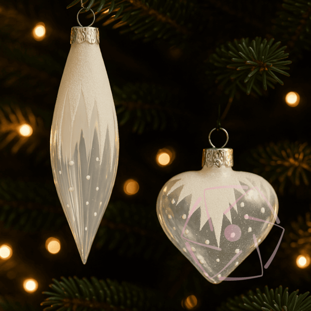 Stiklinis žaisliukas širdelė „Žiemos šerkšnas“ 2