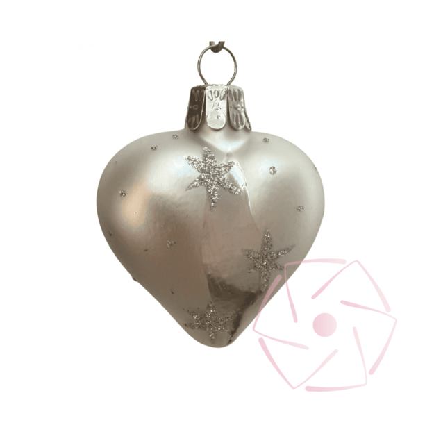 Eglutės žaisliukas širdelė „Sidabro kibirkštys“