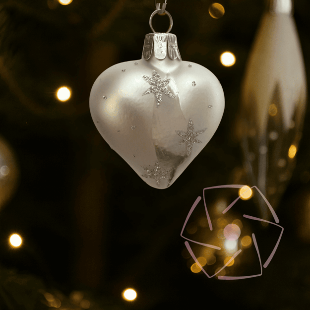 Eglutės žaisliukas širdelė „Sidabro kibirkštys“ 1